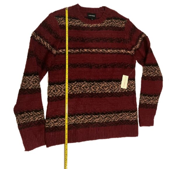 Lucky Brand Men's Cabernet Fair Isle Jacquard Wool Crew Neck Sweater Size L - Picture 7 of 7